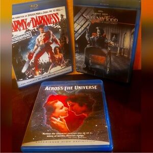 Blu-ray Movie Bundle: Army of Darkness, Sweeney Todd, Across the Universe